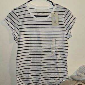 Universal Thread White Tee with Black Stripes
